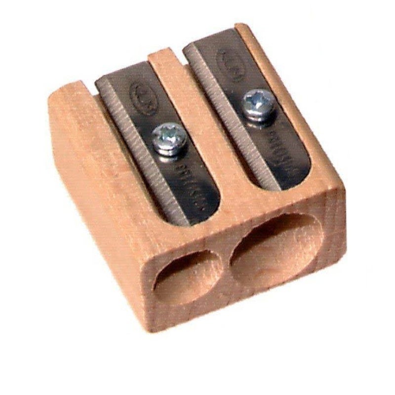 Kum 107.02.01 Wood 2-Hole Steel Blade Pencil Sharpener, Colors Vary